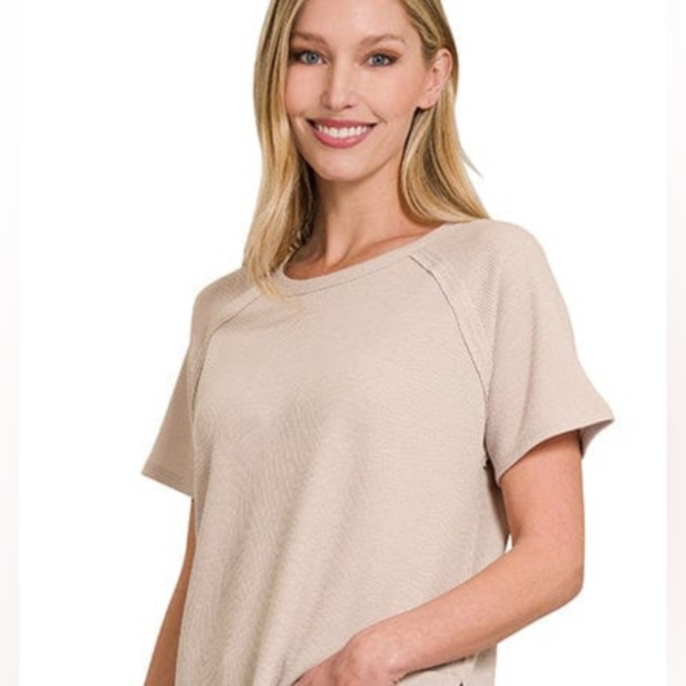 NWT womens waffle knit short sleeve top-medium